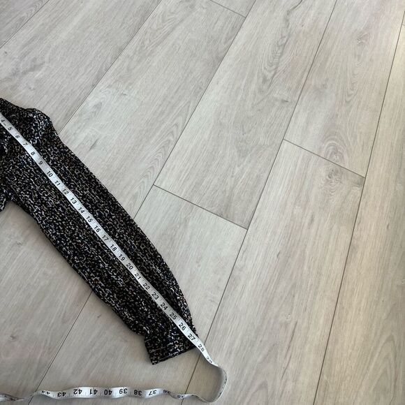 LOFT Black Smocked Yoke Mock Neck Lined Long Sleeve Shirt Womens Size xs - Picture 4 of 8